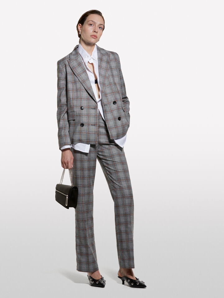 Check flannel blazer  - women's blazers - Gray | Sisley image number 1